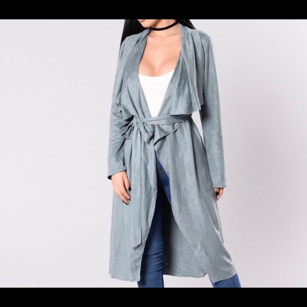 Fashion Nova Dusty Blue Duster Sz L